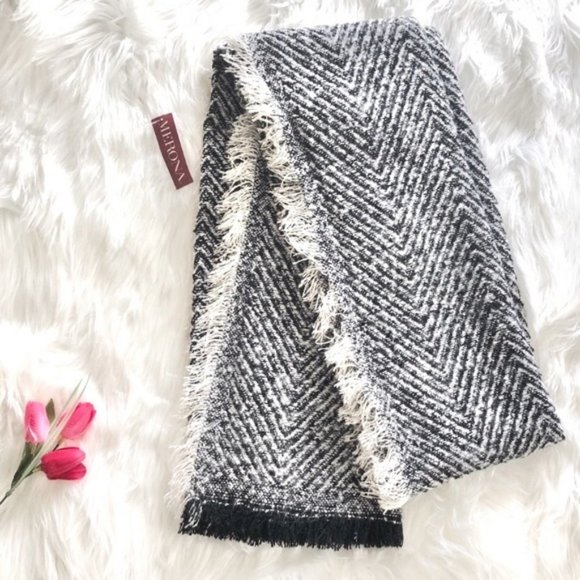 Merona Accessories - NWT Merona Oversized Frayed Black and White Scarf